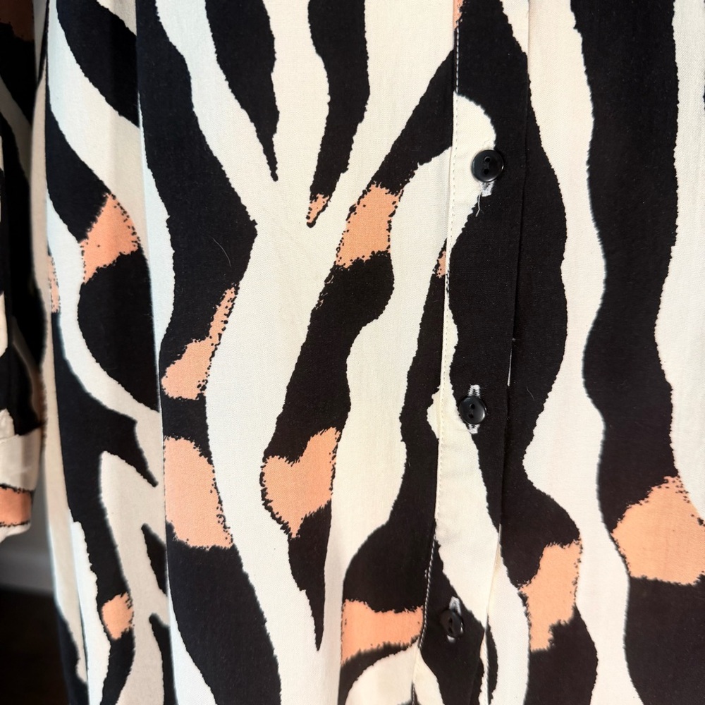 ALANIZ- Editorial Zebra Stripe Long Sleeve Button Down Shirt Dress- S NWOT - Picture 3 of 6
